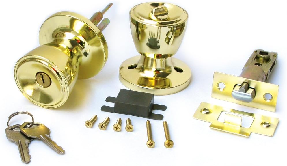 Stainless Keyed Entry Rotation Tulip Type Door Knobs Handle Entrance Passage Lock Gold Color