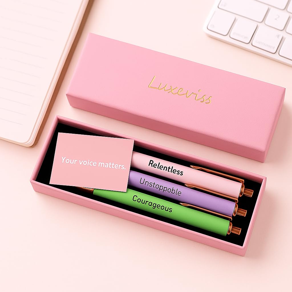 Luxeviss 3 Pcs Inspirational Pens Quotes Ballpoint Pen with Stylus Tip Gifts for School Coworkers Office Supplies Black Ink