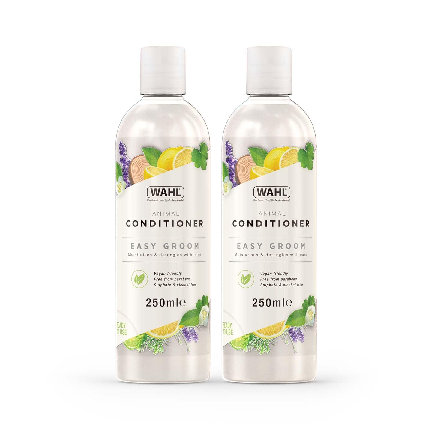 Wahl Easy Groom Animal Conditioner 250ml Twin Pack – Moisturises, Detangles and Protects with Vitamin E, Leaves Coat Smooth with No Residue, Ready to Use in Eco‑Friendly Recycled Bottle