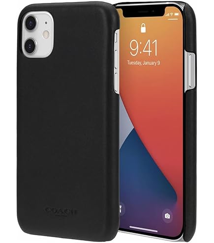 Coach iPhone12mini ケース Amazon.com: Coach Leather Slim Case for iPhone 12 mini Black