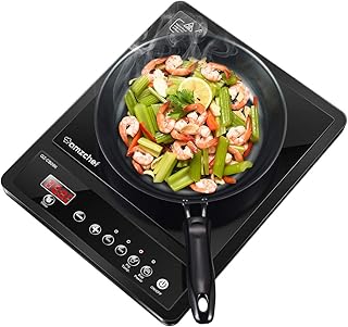 Induktionskochfeld, Amzchef Single Induction Kochplatte, 2000W einzeln Induktionsplatte mit 9 Temperaturstufen & Leistung, Sensor-Touch-Steuerung, Timer,und Sicherheitsschloss (41.5 x 31.4 x 9.5 cm)