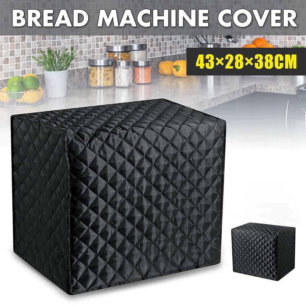 Bread Maker Cover, Cotton Quilted Diamond Stitching Bakeware Protector,Kitchen Toaster Appliance Dust Cover, Machine Washable(Black, 17