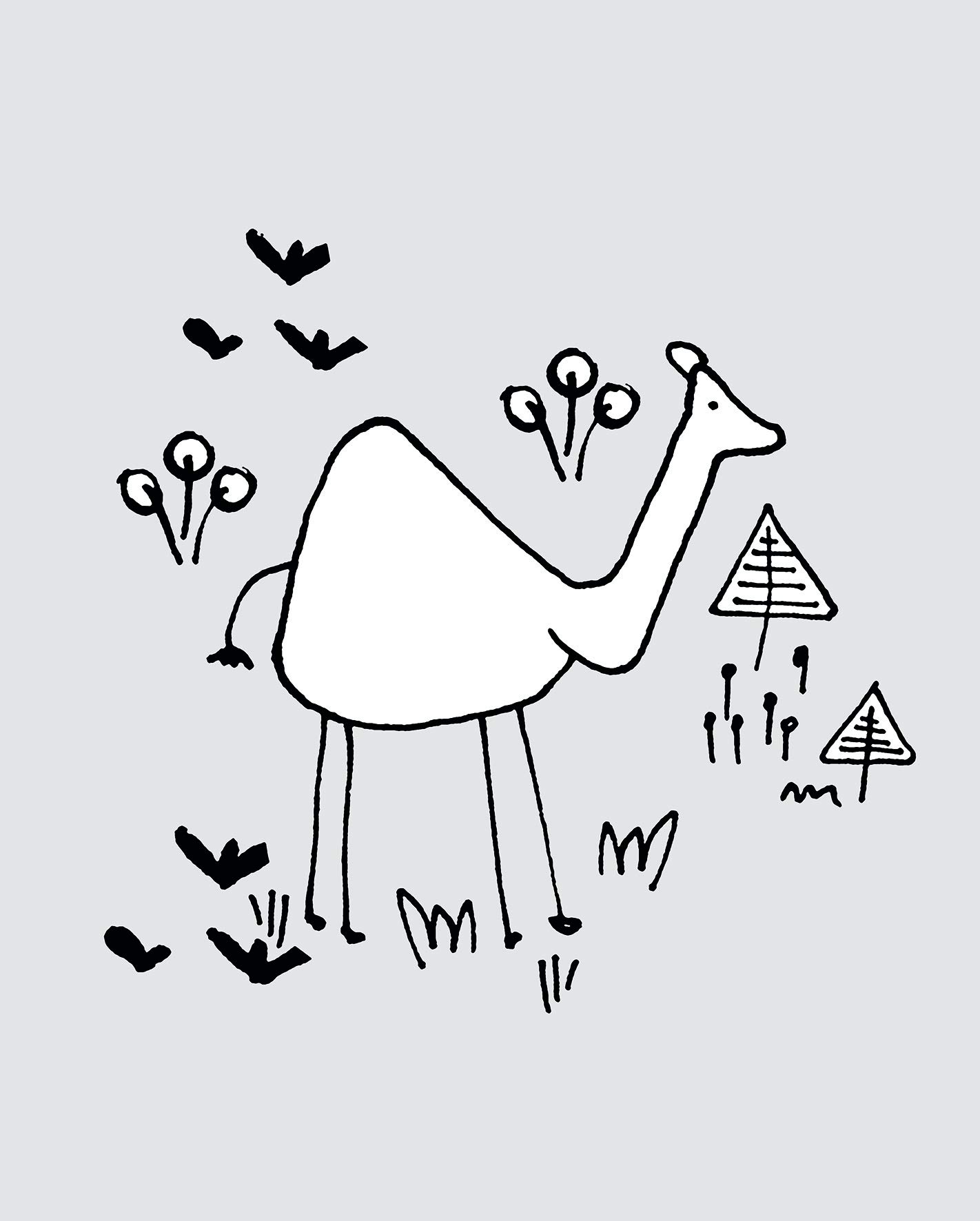 Komar Wall Picture Scribble Camel Poster Picture Living Room Bedroom Decoration Art Print Without Frame P104B-40x50 Size 40 x 50 cm (Width x Height)