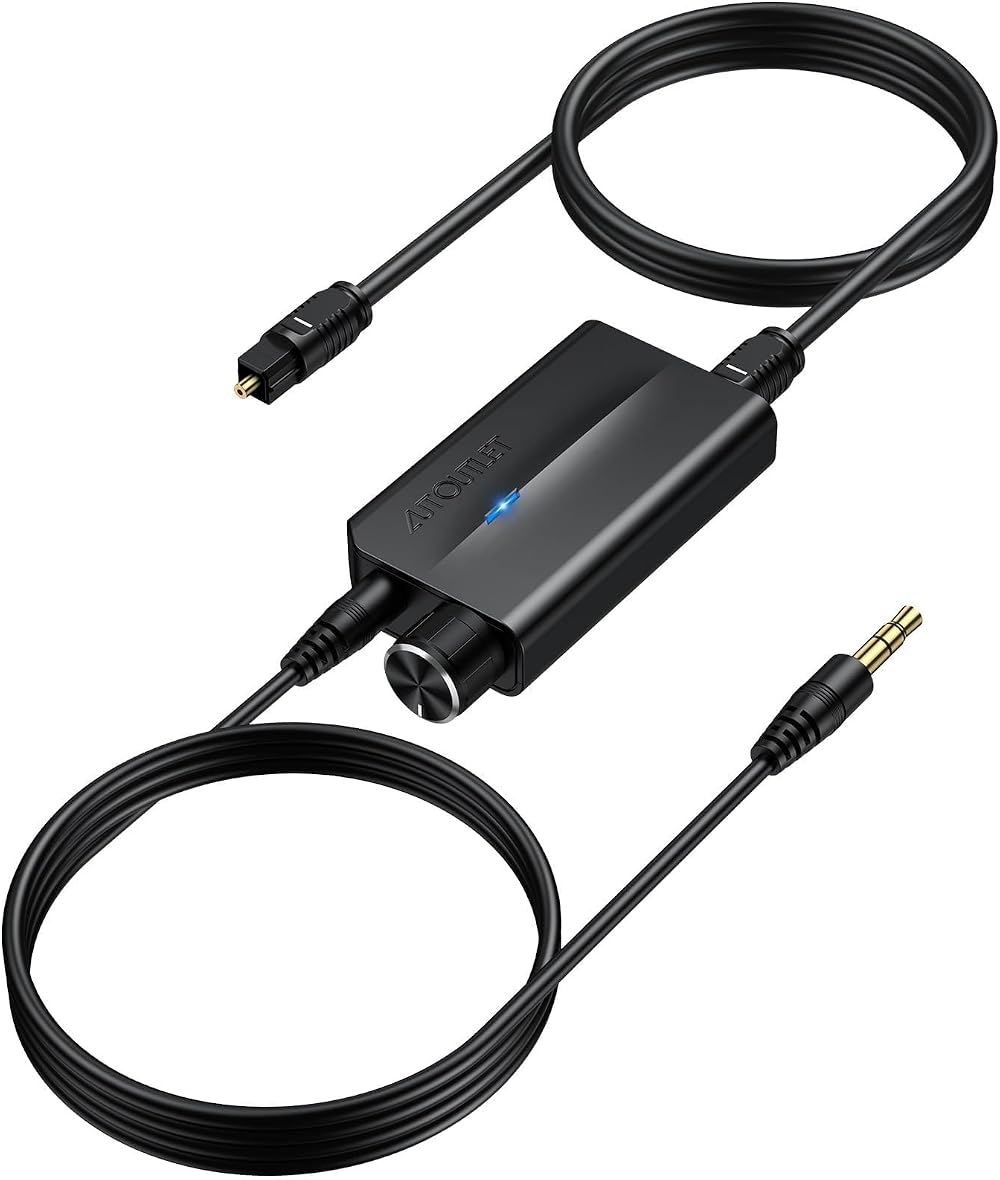 AUTOUTLET DAC Optical to 3.5mm Converter 192kHz/24bit Volume Control