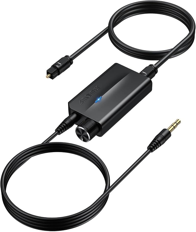 AUTOUTLET DAC Optical to 3.5mm Converter 192kHz/24bit Volume Control