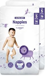 By Amazon Ultra Dry Nappies Size 5 10-16 kg 152 nappies 2 packs