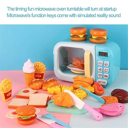Microondas de Juguete con luz y Sonido 28PCS con alimentos falsos ...