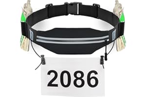 RJ-Sport Triathlon Belt with Pouch - Race Number Bib Holder with 6 Gel Loops, Ideal for Running, Cycling & Marathon (Black)
