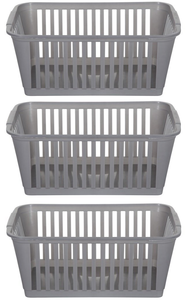 Set de 3 unidades de cesta de plástico para almacenamiento en color