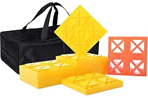 Homeon Wheels RV Leveling Blocks, One Top Tire Wheel Chock and 9 Pack Interlocking Leveling Blocks with Carrying Bag, Heavy Duty Camper Leveling Blocks and Chocks Anti-Slip Pads Design (WH-303)