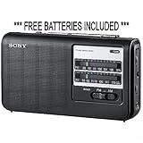 Sony ICF-38 Portable AM/FM 2 Band Radio with Free AA Batteries