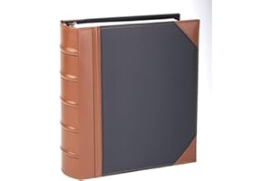 KLEER VU Executive Binder, English Leather 2 Tone with Stitching and Ribbed Spine, Heavy Duty 1.1/2 Inch 3 D-ring with Buster, Holds 350 8.5x 11 Sheets (Black)