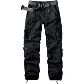 Sobrisah Mid Low Rise Cargo Pants for Men Youth Comfy Cotton Casual Streetwear Military Combat Work Trousers(No Belt)