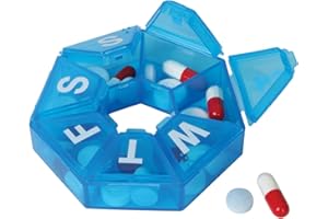 EZY DOSE Weekly (7-Day) Pill Case, Medicine Planner, Vitamin Organizer Box, Travel Pill Planner, Portable Storage, 7-Sided, Color May Vary, BPA Free