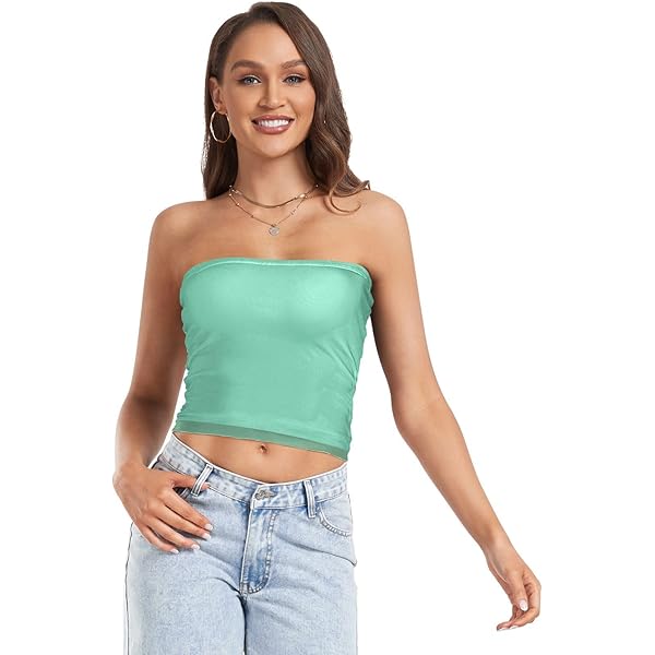 Clover Green Crop Top Sexy Tube Top, Strapless Tops, Beach Tube