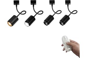 KAYYELAMP Set of Four H-Type Track Lighting, 7W Stepless Dimming Remote Control Modern Design Aluminum Spotlight, Black Mini Track Mount LED Pendant Light Fixtures for Gallery Bedroom Kitchen