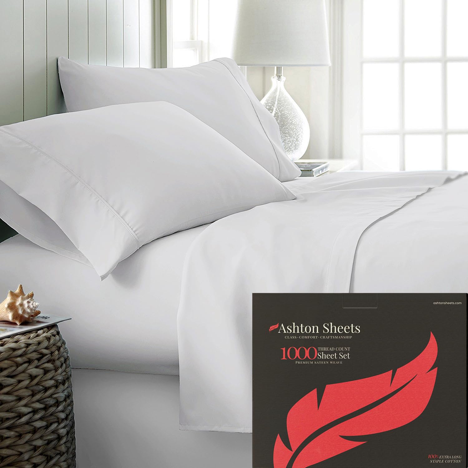 Wamsutta Sheets Ashton Sheets Split King Egyptian Cotton Set - 1200 Thread Count Adjustable Bed Sheets