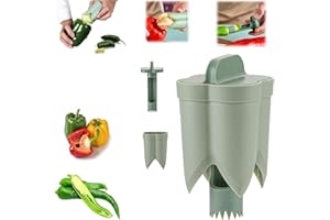 Green Pepper Corer Seed Removal Tool, Upgraded 2-in-1 Fruit Pepper Seed Corer, Quick Cutting and Coring, A Handy Kitchen Gadg