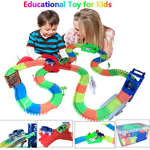 RaceÂ CarÂ Track, Â BuildingÂ TrackÂ toy SetÂ w BendÂ AÂ PathÂ Glow-in-the-DarkÂ CarÂ forÂ 3Â yearsÂ oldÂ kids 240PCS