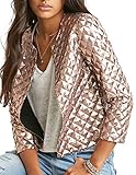 HaoDuoYi Womens Sparkly Plaid Sequin Short Open Front Blazer Biker Jacket