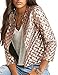 HaoDuoYi Womens Sparkly Plaid Sequin Short Open Front Blazer Biker Jacket