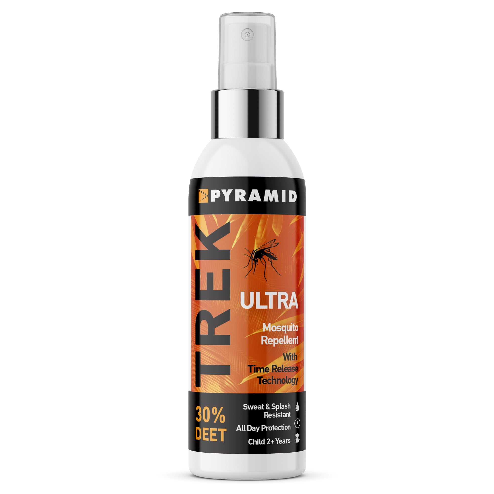 Pyramid Trek Ultra Insect Repellent Spray with 30% DEET Formula - 100ml Sweat and Splash Resistant Mosquito Repellent - for All Day Protection & Suitable for Kids 2+ Years - Perfect Travel Essentials