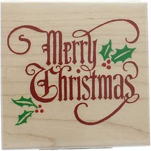 Julestempler med motiver og tekster Amazon.com: MERRY CHRISTMAS Wood Mounted Rubber Stamp InkaDinkaDo: Everything Else