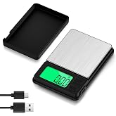 Diyife Rechargeable 1000g x 0.01g Portable Pocket Precision Gram Scale | Large Backlit LCD, with Protective Cover, 7 Units Conversion, Auto-off, Tare, Pocket Scale for Food, Baking, Jewelry, Powder