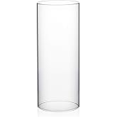 WGVI Hurricane Candle Holder Sleeve, Wide 4", Height 10", Clear Glass Cylinder Candleholder, Chimney Tube, Open Ended Candle Shade, 1 Piece