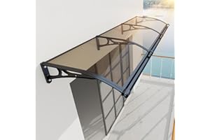 GGNEBAI Awning for Door Entrance,40x80Inch Awnings for Doors with Drainage Sink,Window Canopy Exterior with Aluminum Alloy Bracket,Solid Polycarbonate Cover,UV,Rain,Snow Protection for House,Porch,Patio,Deck