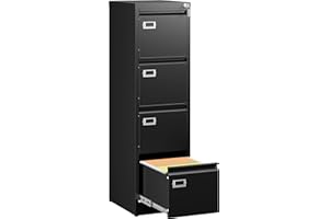 SISESOL 4 Drawer Vertical File Cabinet with Lock,Filing Cabinet, Metal Filing Cabinet for Home Office Organizer Storage Cabin