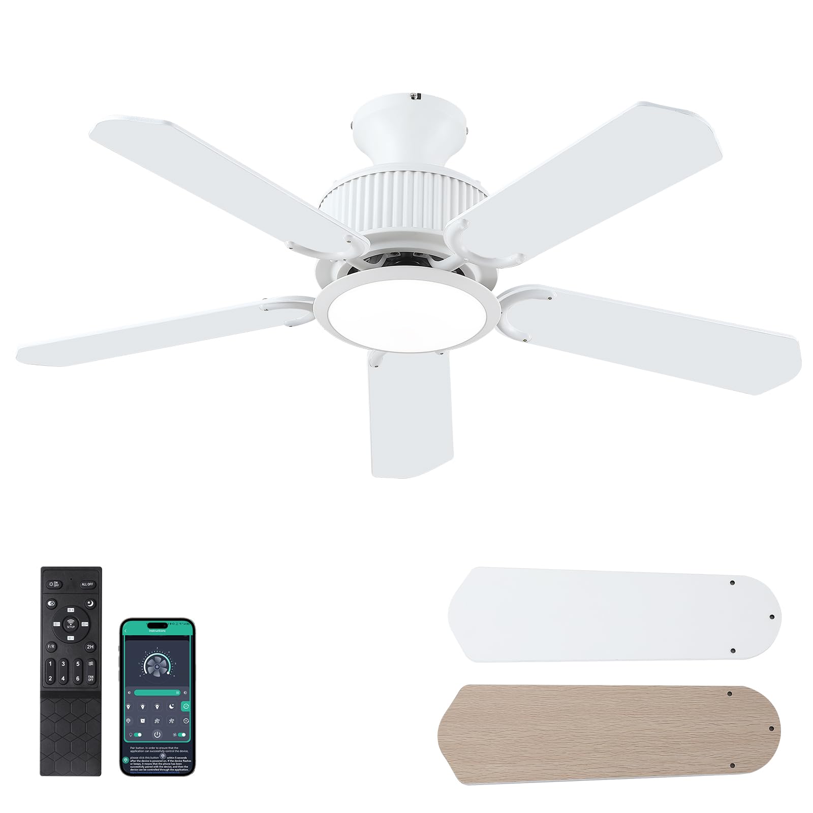 Surtime 44 Inch Low Profile Ceiling Fans with