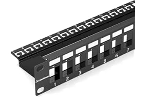 CableGeeker 1U 24 Port Keystone Patch Panel with Cable Management and Sturdy Back Bar, Rackmount or Wall Mount Standard 19-inch Blank RJ45 Network Patch Panel for Keystone Jacks/Keystone Panel