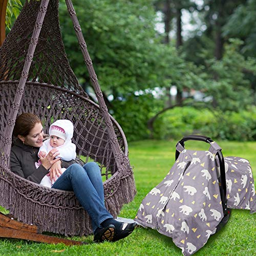 MHJY Carseat Canopy Cover Nursing Cover Breathable Baby Car Seat Canopy Polar Bear Carseat Canopy for Girl Boy Baby Shower Gift Multi-use Cover for Breastfeeding Moms