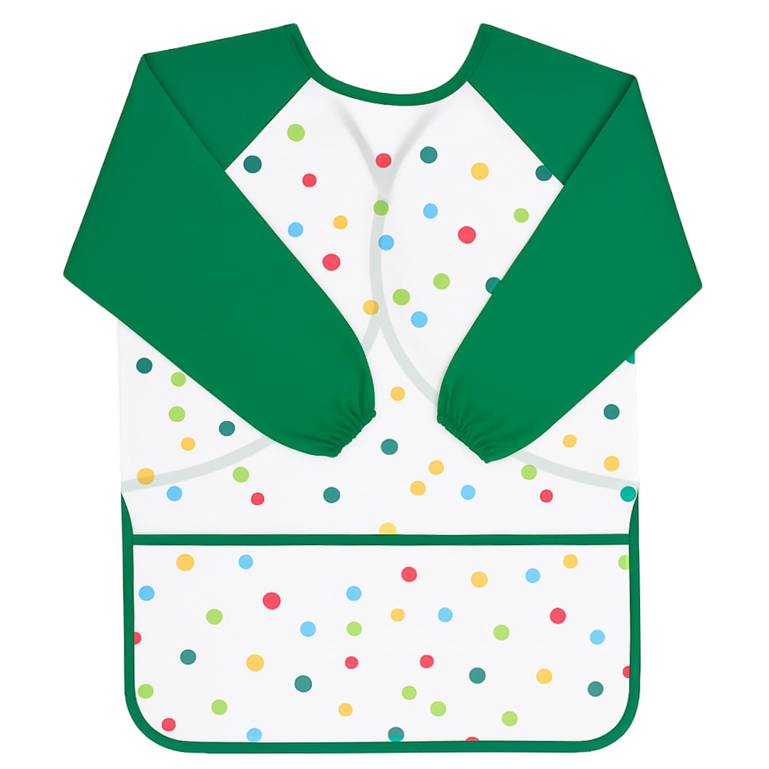 REEKNOKOL Kids Apron, Ages 3-8 Waterproof Children's Aprons With Long Sleeve and Pocket for Painting, Cooking, Eating, Arts & Crafts (Green)