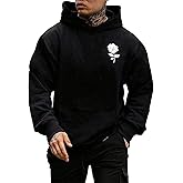 Floerns Men's Graphic Print Long Sleeve Drawstring Hoodie Pullover Sweatshirt