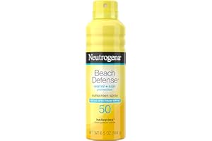 Neutrogena Beach Defense Body Spray Sunscreen with Broad Spectrum SPF 50, Shields Against UVA and UVB Rays, Water Resistant a