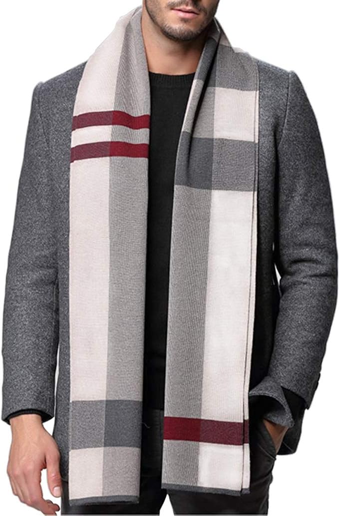 MAKFORT Men's Long Warm Vogue Acrílic Wool Scarf Soft Comfortable Fall