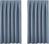 BellaHills Blackout Curtains 2 Panels 46x54 Stone Blue Pencil Pleated