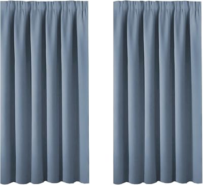 BellaHills Blackout Curtains 2 Panels 46x54 Stone Blue Pencil Pleated