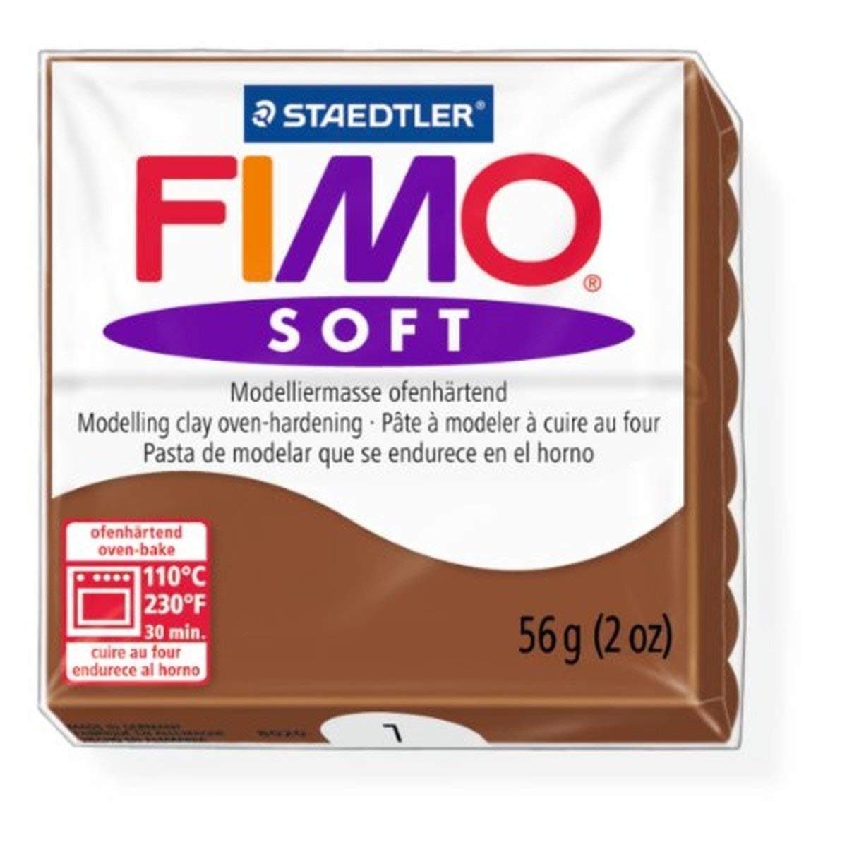 Staedtler Fimo Soft Caramel (7) Oven Bake Modelling Clay Moulding Polymer Block Colour 56g (1 Pack)