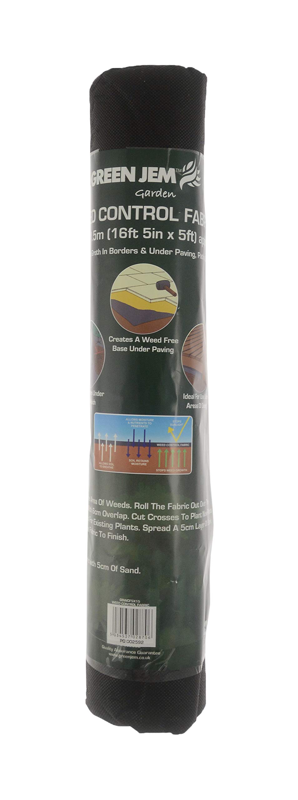 Green Jem GSWCF5X15 Weed Control Fabric, Black