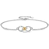 SOLOLIKE Infinity Ankle Bracelets for Women Sterling Silver Love Heart/Rose Flower/Sunflower Anklets -Summer Beach Ankle Chain Jewelry Gifts for Mom Women Wife Girlfriend