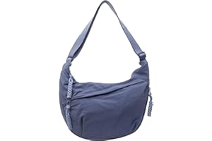 Sanxiner Crescent Bag for Women Men Nylon Crossbody Bags,Multi-Pocket Sling Bag Roomy Hobo Bags Moon Bag Slouchy Dumpling Bag