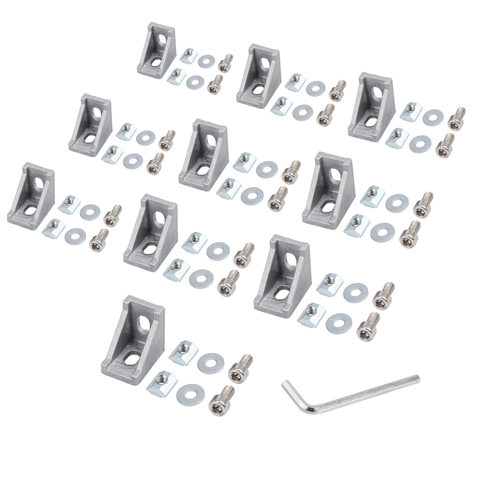 Justech 10PCs Fixing Material Angle Wall Bracket Mounting Material with Screws 28x28x20mm for 2020 Aluminum Profile
