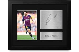 HWC Trading Lionel Messi Barcelona Gifts USL Framed Printed Signed Autograph Picture for Soccer Fans and Supporters - US Lett