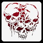 Doodlream Triple Skulls Stencil, Halloween Reusable Painting Template | 11.8