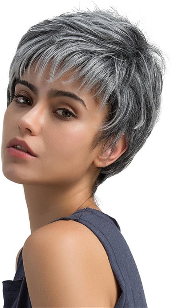 Panda Hair Ombre Color Short Straight Heat Resistant Synthetic Wigs for Women Cosplay Party Use Halloween Wig