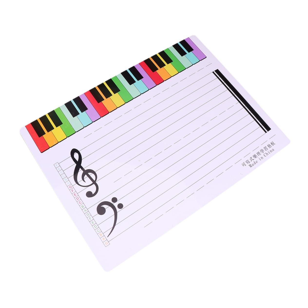 FUNOMOCYA Music Staff Erasable Whiteboard Lightweight Writable Five-Line Music Teaching Tool for Classroom Home Practice 11.18X8.27In