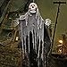 ATDAWN 5.6 Ft Hanging Screaming Ghost Decoration, Halloween Skeleton Grim Reaper Door or Wall Curtain for Haunted House Prop Decoration, Black